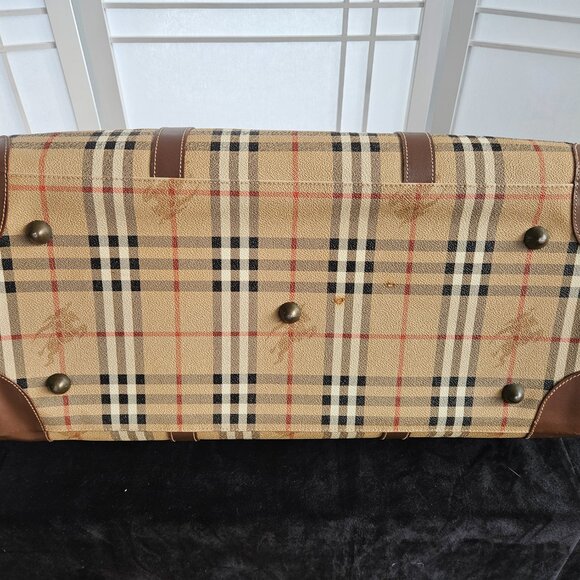 Burberrys Vintage Haystack Boston Brown PVC Travel Bag - EUC - Picture 8 of 16